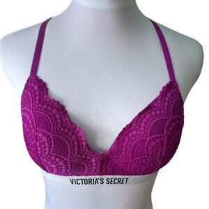 Victoria's Secret Magenta Lace Lightly Lined Wireless Padded Bra, Size 34B‎